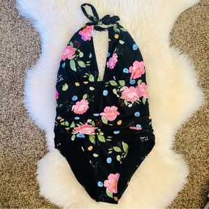 NWOT Beachsissi | Black Floral One Piece